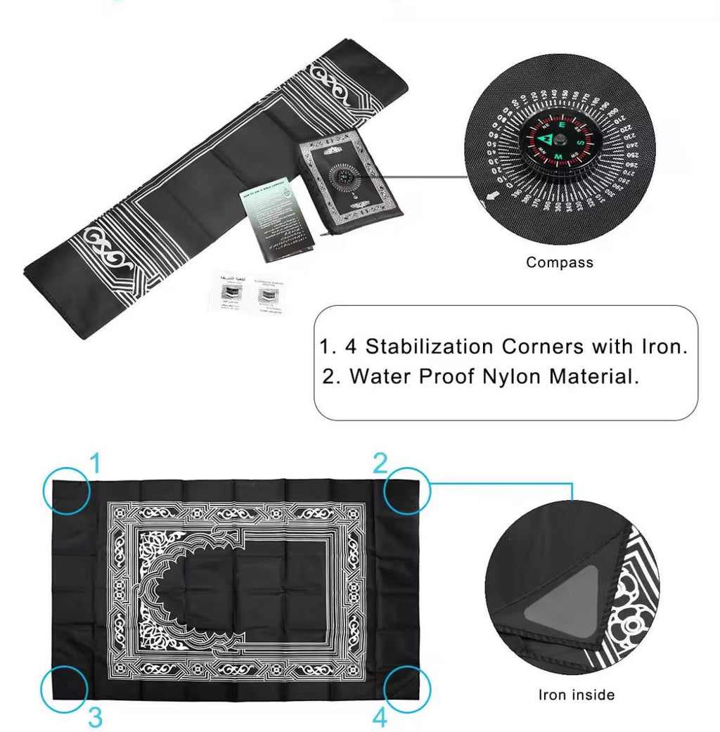 Pocket Travel Prayer Mat + Qiblah Compass