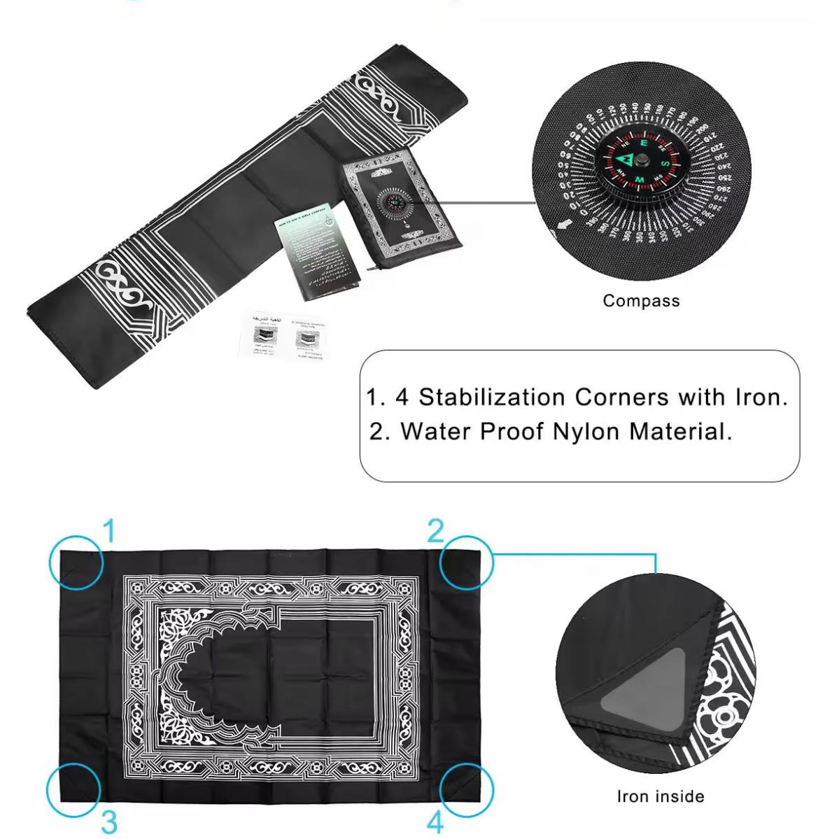 Pocket Travel Prayer Mat + Qiblah Compass