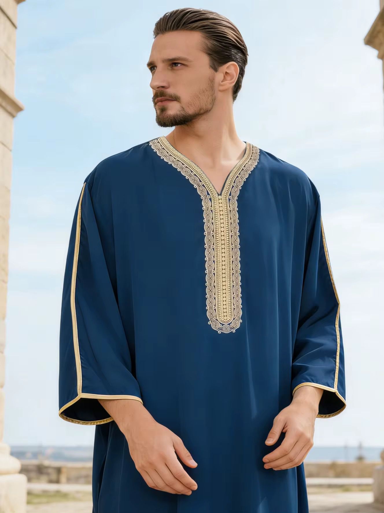 Moroccan Thobe Men’s Short Sleeve Robe Saudi