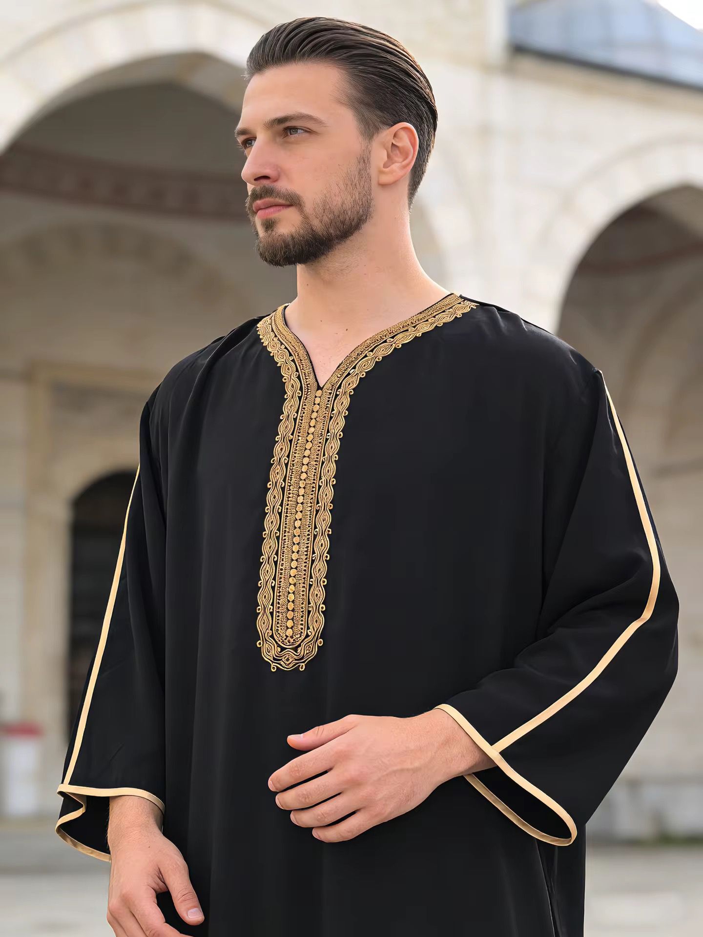 Moroccan Thobe Men’s Short Sleeve Robe Saudi
